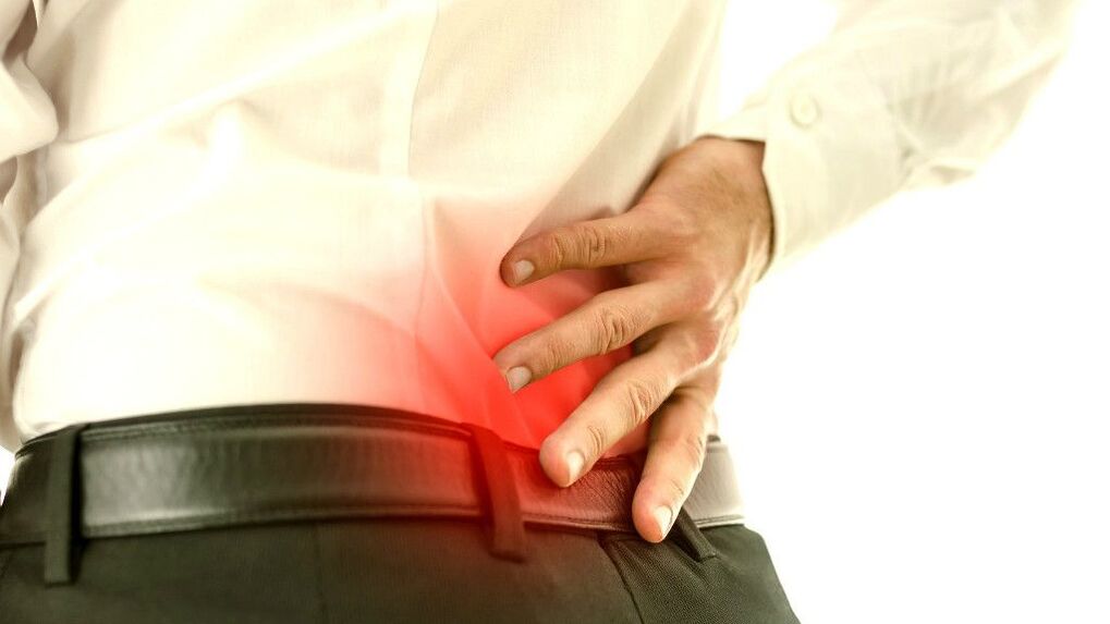 A man's lower back pain